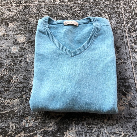 J. Crew Other - J.Crew V-Neck Light Blue Sweater Medium